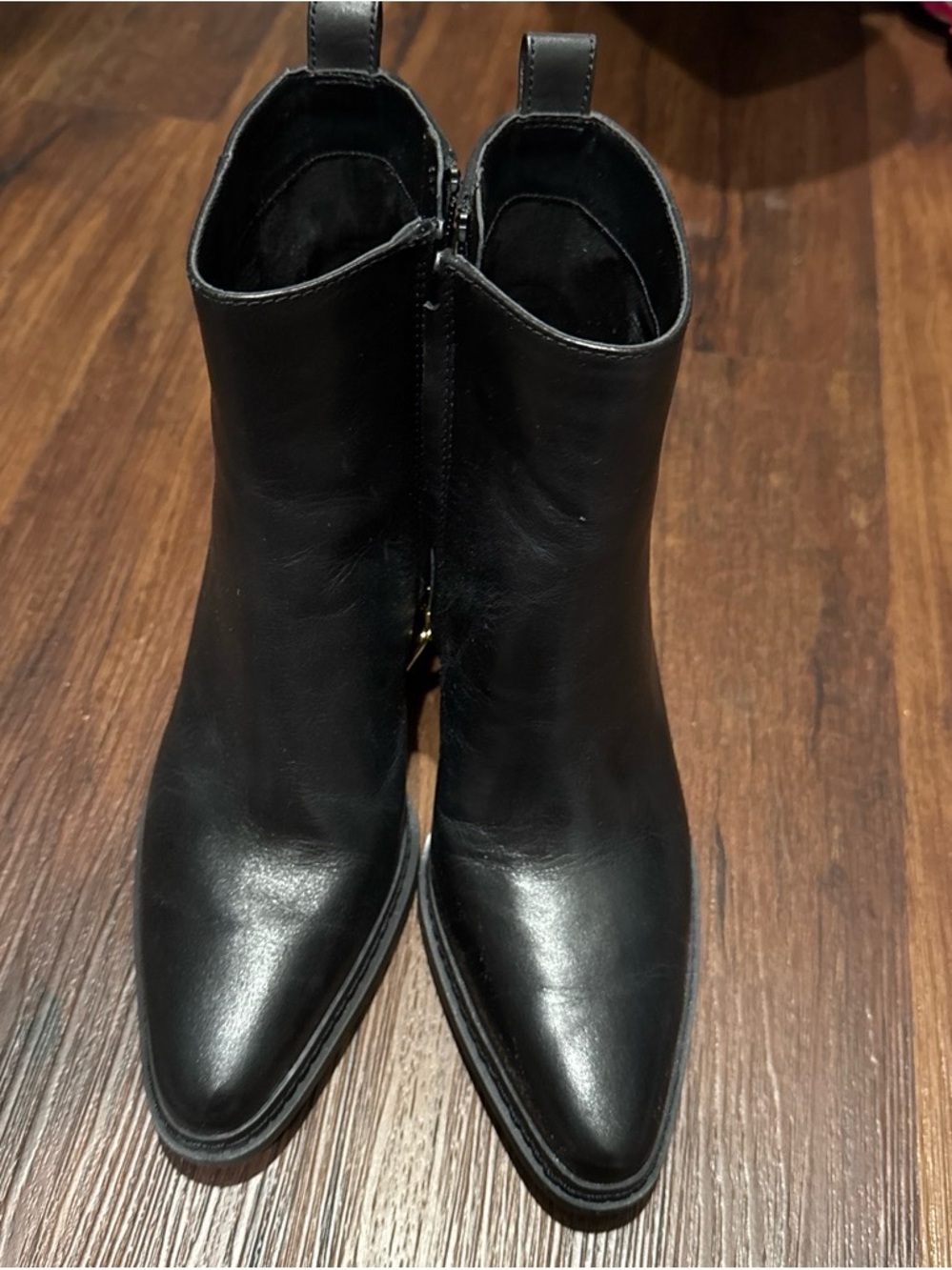 Michael Kors Black Leather Pointed Ankle Booties